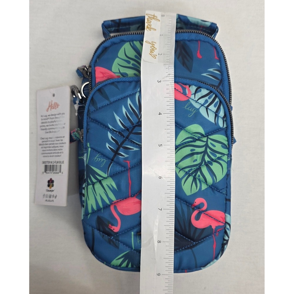 Lug Skeeter Mini Crossbody Bag Flamingo Blue Tropical Quilted Belt Bag NWT - Picture 10 of 13